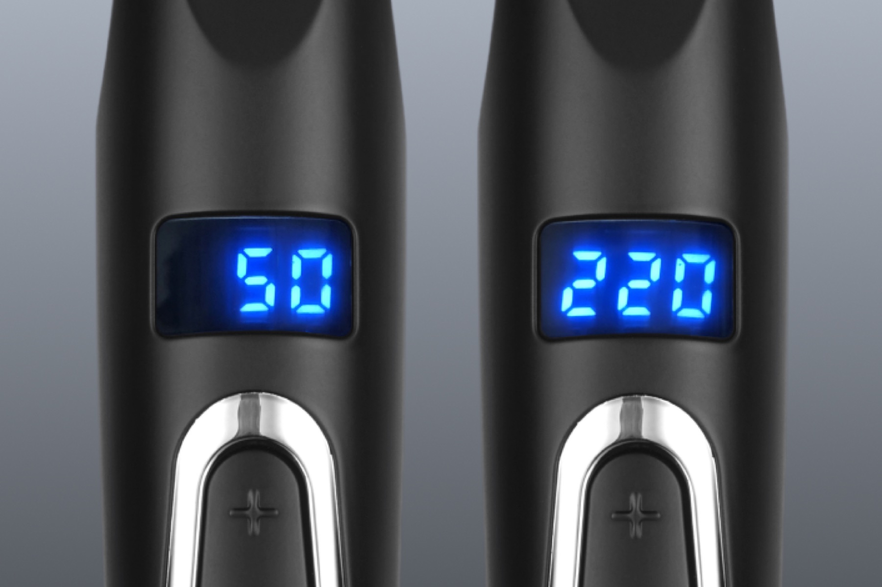 50℃から220℃まで18段階の温度調節ディスプレイ